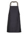 A black apron with colour straps and a front pocket, featuring a logo.