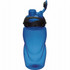 A drink bottle in a vibrant blue colour with a black lid and spout, featuring a built-in handle.