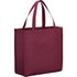 A maroon non-woven tote bag with two sturdy handles and a rectangular shape. It features a logo on one side.