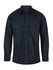 A dark green long sleeve button-up shirt with two chest pockets and a logo.