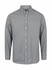 A long sleeve button-up shirt in black and white gingham pattern, featuring a collar and button front.