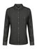 A ladies long sleeve button-up shirt in dark grey with a chest pocket and a branded label.