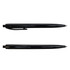 A black Javelin pen with a sleek design, featuring a clip and a pointed tip for writing.