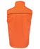 An orange work vest with a high neck and no visible front details, featuring a logo on the back.