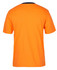 An orange cotton crew neck T-shirt with a simple design and a logo on the side. Suitable for workwear.