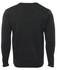 A black knitted jumper with long sleeves and a simple design, featuring a back view. It has a branding logo.