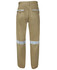 Work trousers in khaki with reflective tape on the legs. Features pockets and a logo on the back.