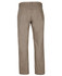 A pair of khaki stretch canvas trousers with a simple design and visible back pockets. Features a small logo.