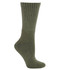 A green sock with a ribbed design, featuring a rounded toe and reinforced heel. Includes a branding logo.