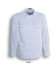 A white unisex long-sleeve service shirt with two chest pockets and a logo.