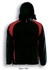 A unisex reversible sports jacket in black with red accents and a hood. It has a zip front and features branding.