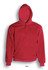 A red kids' pullover hoodie with a front pocket and a hood. It features a logo on the front.