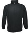 A black polar fleece zip-through jacket with a high collar and long sleeves, featuring a zip front and no pockets.