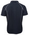 A navy polo shirt featuring a sporty design with contrasting stitching and a logo at the back.