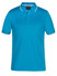 A turquoise polo shirt with a collared neck and contrasting trim, featuring a logo.
