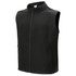 A black ladies softshell vest with a zip front and side pockets. It features a high collar and no sleeves.