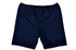 Navy blue kids gym shorts with an elastic waistband and a plain design. Includes a logo on the waistband.