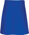 A blue skort featuring a simple, flared design, suitable for girls. It includes a logo on the waistband.