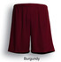 Burgundy unisex football shorts with an elastic waistband and a simple design, featuring a logo on one side.
