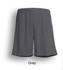 Grey unisex football shorts with an elastic waistband and a logo. Suitable for sports activities.