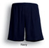 Navy unisex football shorts with an elastic waistband and a logo on the side. Soft fabric suitable for sports.