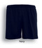Navy unisex sports shorts with an elastic waistband and a logo. Suitable for various athletic activities.