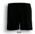 Black kids' plain sports shorts featuring an elastic waistband and a simple design. Includes a logo on the waistband.