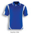 A royal blue and white unisex polo shirt, featuring contrast design and a logo.