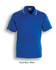 A royal blue and white men's polo shirt featuring a collar and short sleeves. It has a logo on it.