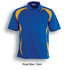 A royal blue and gold unisex sports polo shirt featuring a logo.