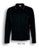 A black long sleeve polo shirt with red accents and a logo on the chest.