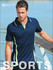 A navy blue polo shirt with green accents and logos, featuring a sporty design and short sleeves.
