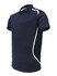 A navy blue unisex sports polo shirt featuring white accents and a logo.