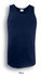 A navy men's cotton singlet with a classic tank top design and a logo on the label.