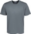 A plain grey unisex micromesh T-shirt with short sleeves and a brand label.
