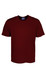 A plain maroon micromesh T-shirt featuring a round neck and short sleeves, with a logo on the label.