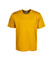 A plain yellow micromesh T-shirt with short sleeves and a crew neckline, featuring a branding label inside.