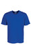 A blue micromesh T-shirt featuring a crew neck design and short sleeves. The shirt has a logo on the neckline.
