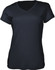A ladies' brushed v-neck tee shirt in navy blue, featuring short sleeves and a fitted design. It has a logo.
