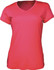 A ladies' brushed v-neck tee shirt in vibrant pink, featuring a fitted design and short sleeves.