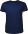 A navy blue men's brushed t-shirt with a plain design and a logo on the front.