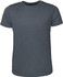 A grey men's T-shirt with a classic crew neck design, featuring short sleeves and a smooth texture.