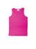 A pink unisex micromesh singlet featuring a simple design and a tag on the neckline.