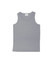 A grey micromesh singlet featuring a round neckline and wide shoulder straps, with a logo label.