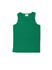 A green micromesh singlet featuring a round neckline and no sleeves, designed for kids. It has a logo on the label.
