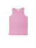A pink micromesh singlet for kids, featuring a simple, sleeveless design and a label at the neckline.