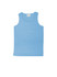 A light blue micromesh singlet for kids featuring a logo at the neckline.