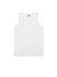A white micromesh singlet with a simple design and a logo label at the neckline. Ideal for kids' wear.