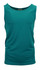 A teal micromesh singlet with a classic sleeveless design, featuring a logo on the label.