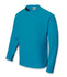A turquoise unisex long sleeve tee shirt with a round neck and no visible logos.